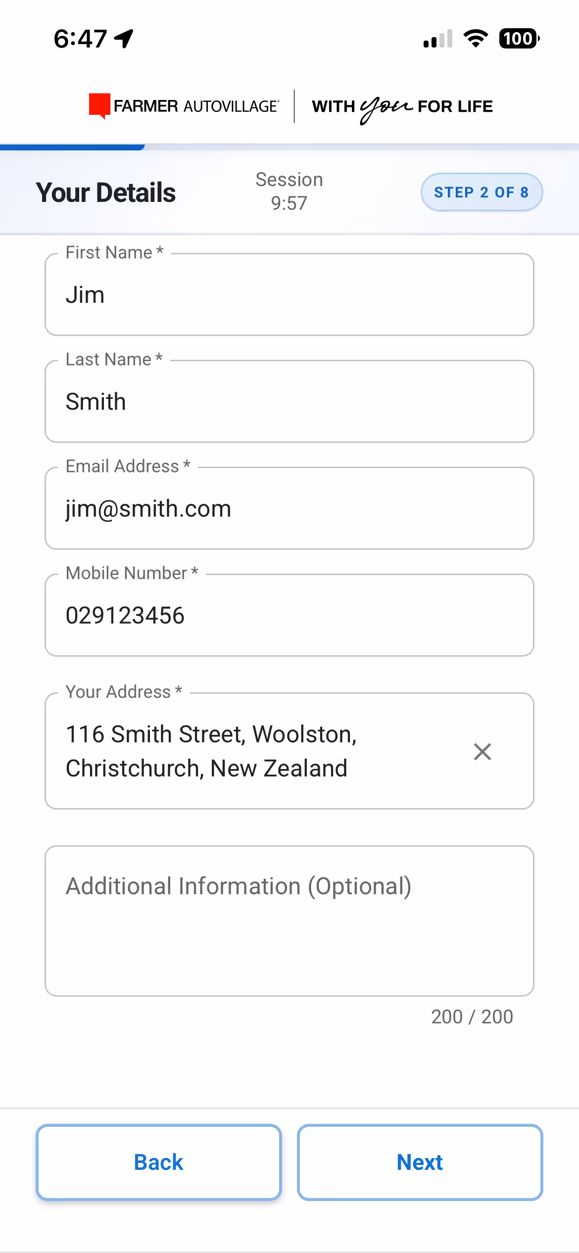 Service Slot mobile booking view (1 of 8)