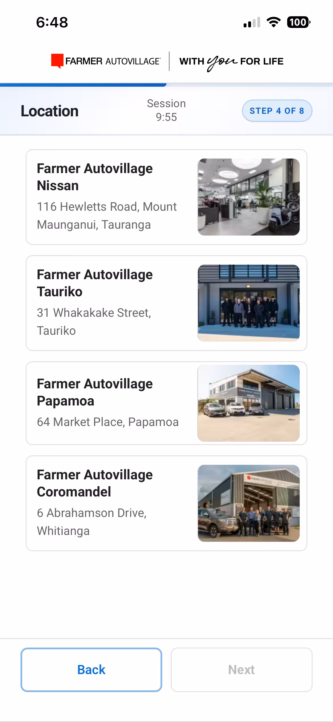 Service Slot mobile booking view (3 of 8)