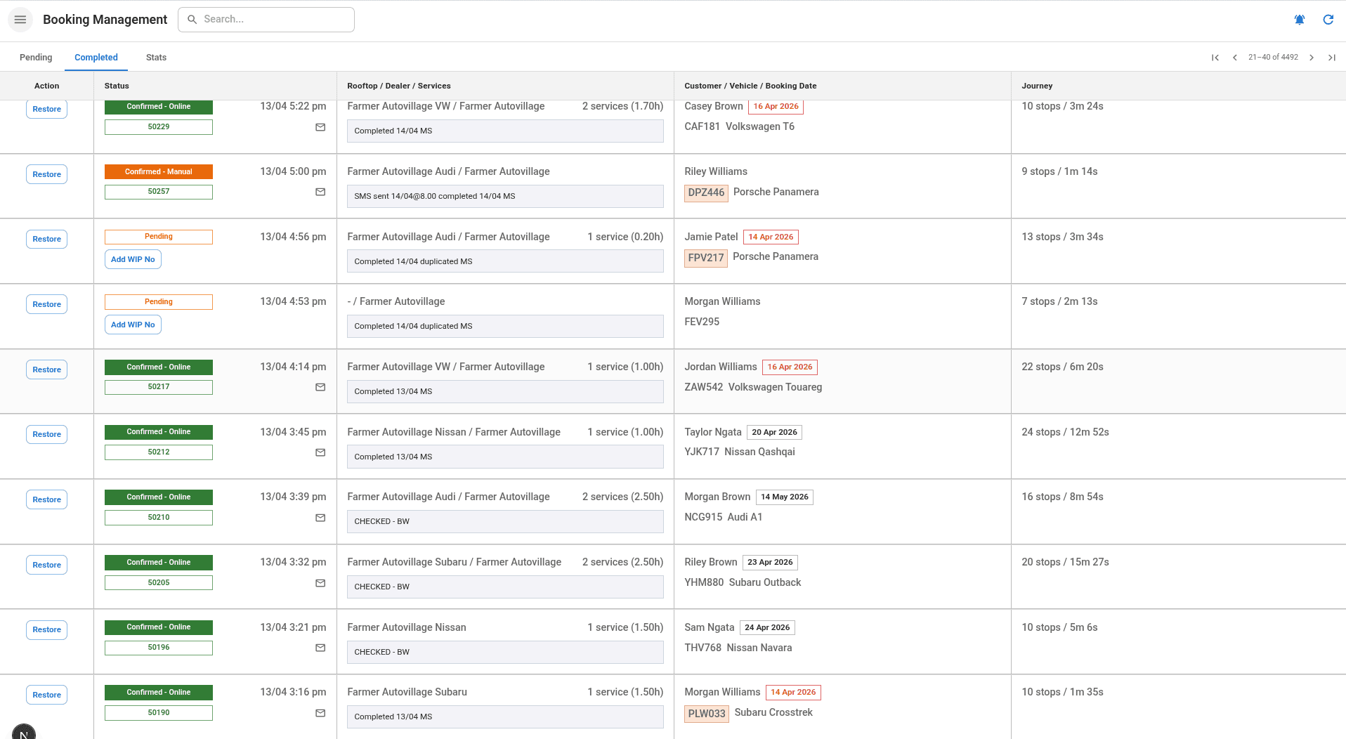 Service Slot admin desktop view (1 of 3)